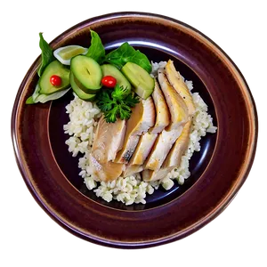 Plate Of Food With Fish PNG 46