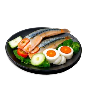 Plate Of Food With Fish PNG Dgc