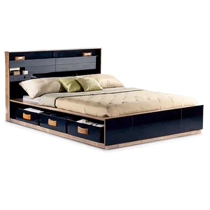 Platform Bed With Storage PNG 06282024