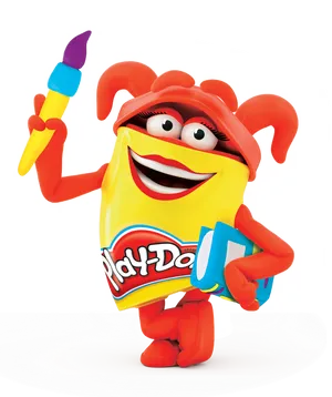 Play Doh Character Holding Crayon PNG image