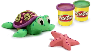 Play Doh Creation Turtleand Starfish PNG image
