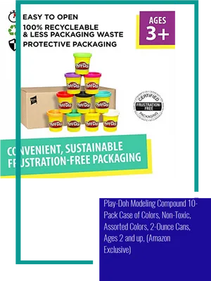 Play Doh10 Pack Case Colors Eco Friendly Packaging PNG image