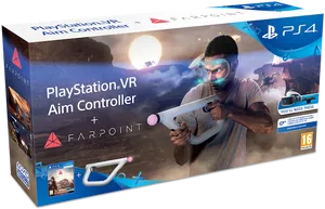 Play Station V R Aim Controller Farpoint Bundle Box PNG image