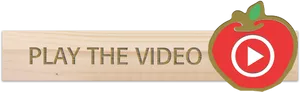 Play Video Wooden Signwith Red Apple Button PNG image