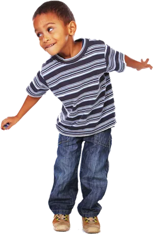 Playful Boyin Striped Shirt PNG image