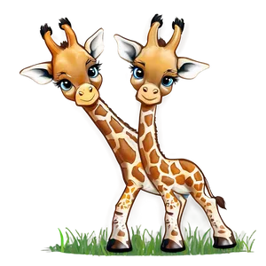 Playful Giraffe Calves PNG Dwr