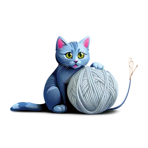 Playful Grey Cat With Yarn PNG 06252024 PNG
