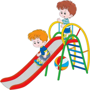 Playful Kids On Slide PNG image