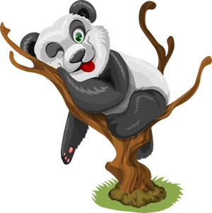 Playful_ Panda_ Cartoon_ Vector PNG image