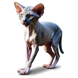 Playful Sphynx Cat Character PNG Fsh27