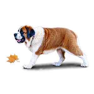 Playful St Bernard In Leaves PNG 78 PNG