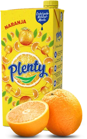 Plenty Orange Juice Packand Fresh Oranges PNG