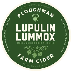 Ploughman Lupulin Lummox Cider Label PNG image