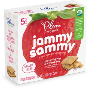 Plum Organics Jammy Sammy Peanut Butter Strawberry Snack Bar Box PNG