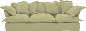 Plush Beige Couch With Pillows PNG image