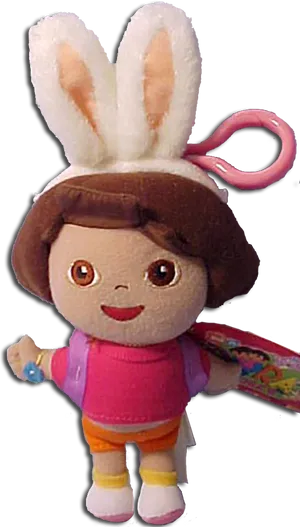 Plush Doll With Bunny Ears PNG image