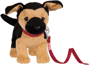 Plush German Shepherd Puppy With Leash PNG