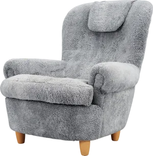 Plush Grey Armchair Isolated.png PNG image