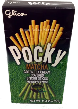 Pocky Matcha Green Tea Cream Covered Biscuit Sticks PNG image