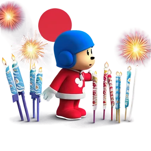 Pocoyo With Fireworks Display Png Tef PNG image