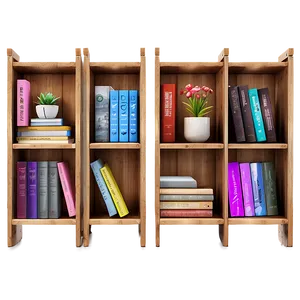 Poetry Books On Wooden Shelf PNG Mgt48 PNG