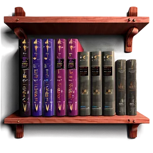 Poetry Books On Wooden Shelf PNG Ovt PNG