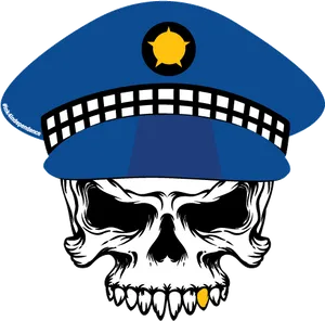 Police Hat Skull Graphic PNG image