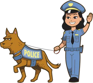 Police Officerand K9 Unit Cartoon PNG image