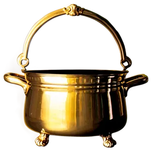 Polished Brass Cooking Pot PNG 06122024