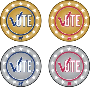 Political Party Vote Buttons PNG