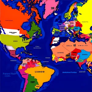 Political World Map Colorful Png 7 PNG image