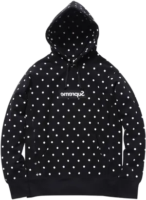 Polka Dot Black Hoodie Fashion PNG image