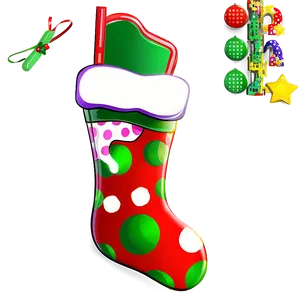 Polka Dot Christmas Stocking PNG Wie PNG