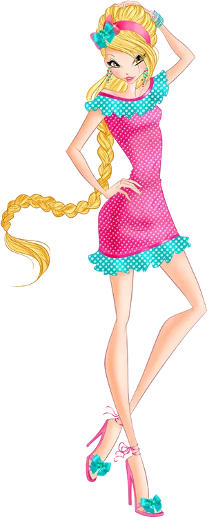 Polka Dot Dress Cartoon Character PNG image