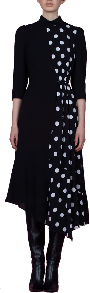 Polka Dot Dressand Boots PNG