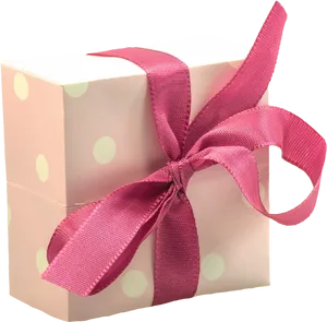 Polka Dot Gift Boxwith Pink Ribbon