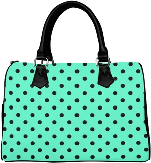 Polka Dot Handbag Aqua Black PNG