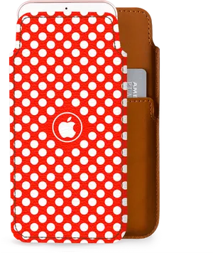 Polka Dot Smartphonein Leather Case PNG image
