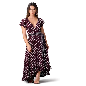 Polka Dot Wrap Dress PNG 5