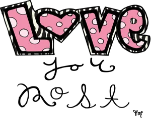 Polka Dotted Pink Love Graphic PNG image