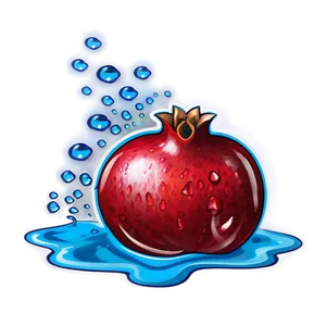 Pomegranate With Drops Water PNG 05242024 PNG