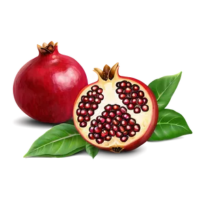 Pomegranate With Leaf PNG 05242024