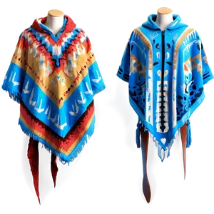 Poncho With Geometric Patterns PNG Ort PNG