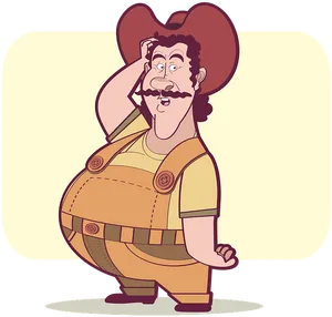 Pondering Cartoon Farmer PNG image