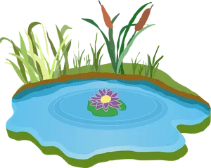 Pondwith Water Lilyand Reeds PNG image