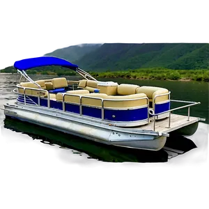 Pontoon Boat On Mountain Lake PNG Otp