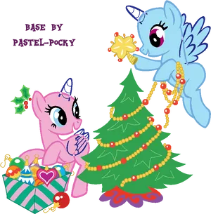 Pony Christmas Decoration Scene PNG image