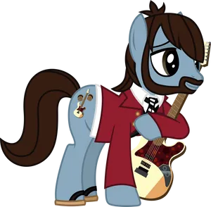 Pony_ Musician_with_ Guitar_ Vector PNG