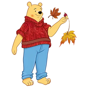 Pooh Bear In Autumn PNG 06202024