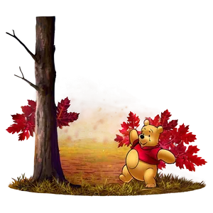 Pooh Bear In Autumn PNG Iwh